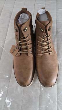 Vostey Milan Men's Tan Side-Zip Lace-Up Casual Chukka Ankle Boots